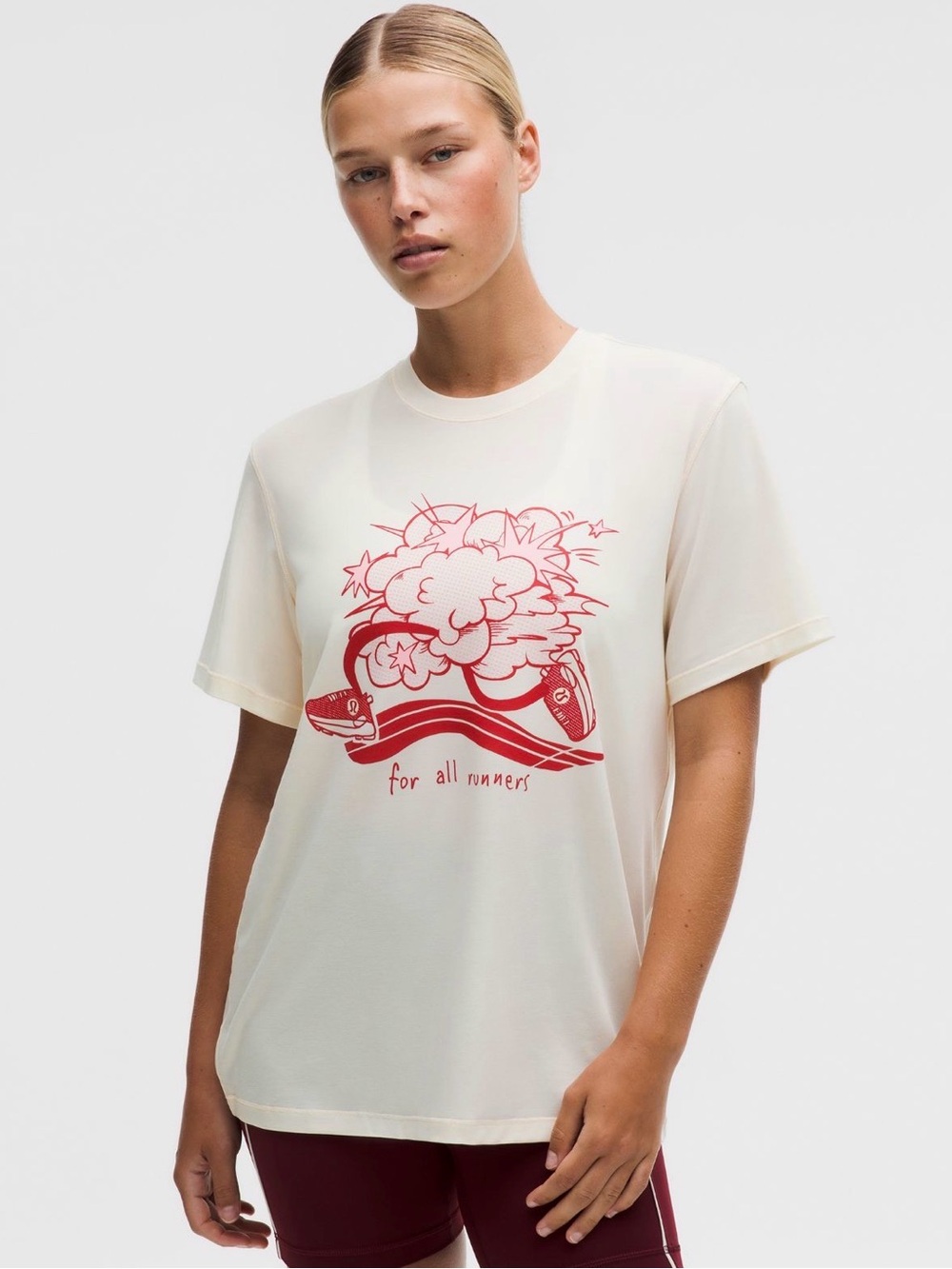 lululemon Graphic Crewneck Tee in Cream with Red Print